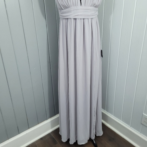 Lulu's Heavenly Hues Women's XL Light Grey Maxi Dress Bridesmaid Party Prom - Picture 3 of 15
